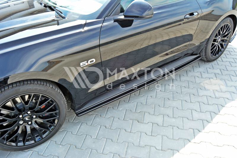 MAXTON DESIGN FORD Mustang GT Mk6 Front Splitter Lip + Side Skirts + Rear Side Splitters + Spoiler Cap