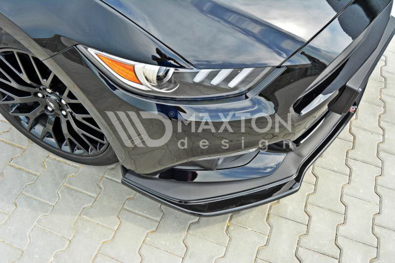 MAXTON DESIGN FORD Mustang GT Mk6 Front Splitter Lip + Side Skirts + Rear Side Splitters + Spoiler Cap